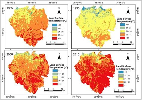 Shows Land Surface Temperature Variations In And