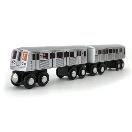 MTA Slant End R40 F Train 2 Car Set Wood Train