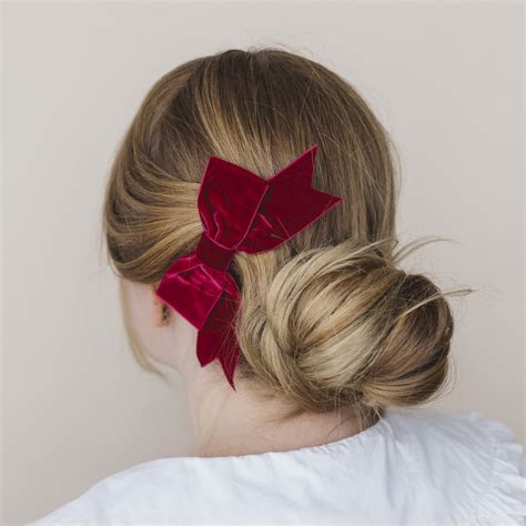 Red Velvet Ribbon Bow Hair Clip Imogen S Imagination