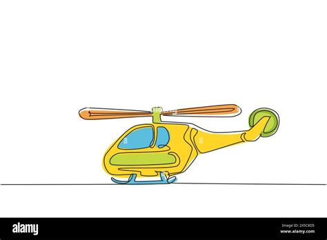 Continuous one line drawing toy helicopter. Children toys, air vehicles ...