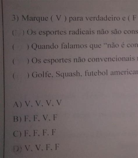 Marque V Para Verdadeiro E F Para Falso E Depois Assinale A