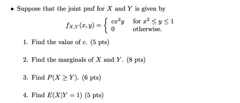 Solved • Suppose That The Joint Pmf For X And Y Is Given By