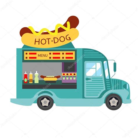 Street Food Hot Dog Truck Stock Vector Image By ©sonulkaster 120852326