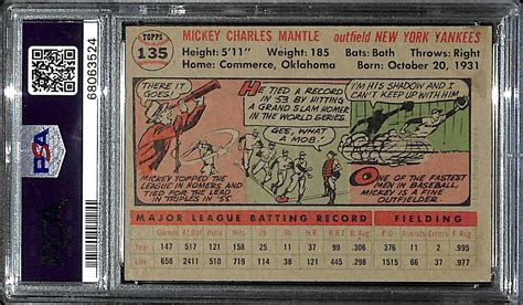 Lot Detail Topps Mickey Mantle Gray Back Graded Psa