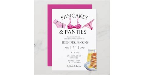 Pancakes And Panties Pink Lingerie Bridal Shower Invitation Zazzle