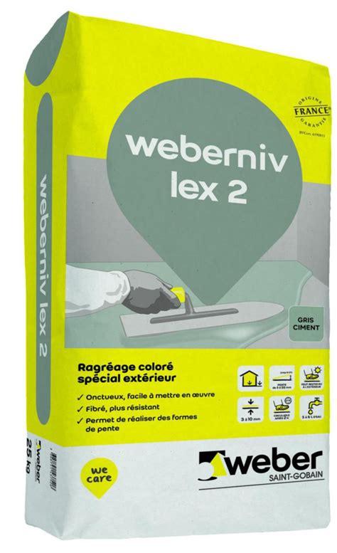 WEBER Ragréage coloré spécial extérieur Weber Niv Lex 2 gris béton