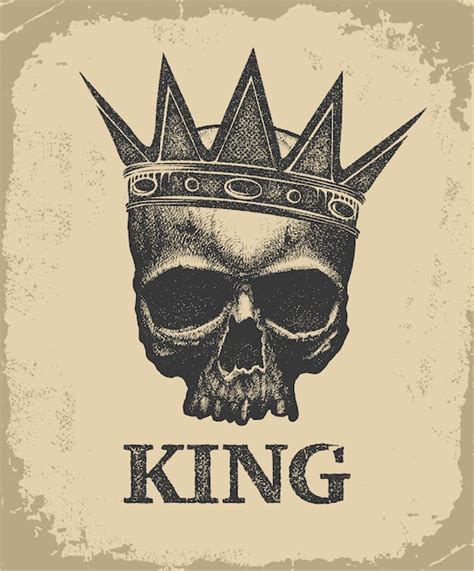 Premium Vector Hand Drawn King Skull Wearing Crown