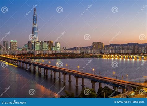 Skyline Of Seoul By Han River In South Korea Editorial Stock Image