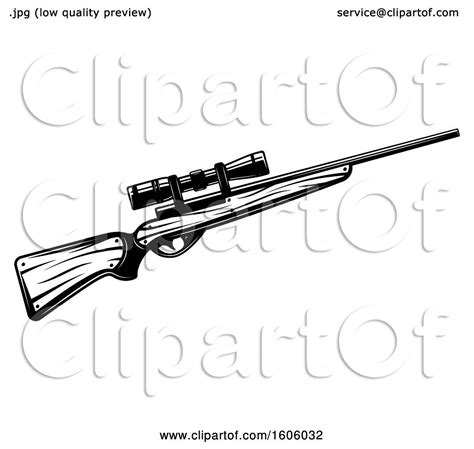 Clipart of a Black and White Hunting Rifle Design - Royalty Free Vector ...