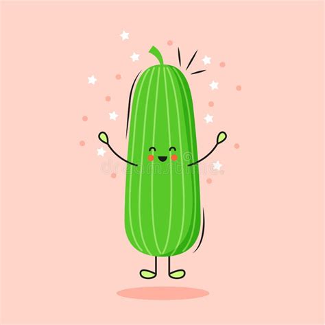 Cute Cucumber Cartoon Character .vector Stock Vector - Illustration of ...