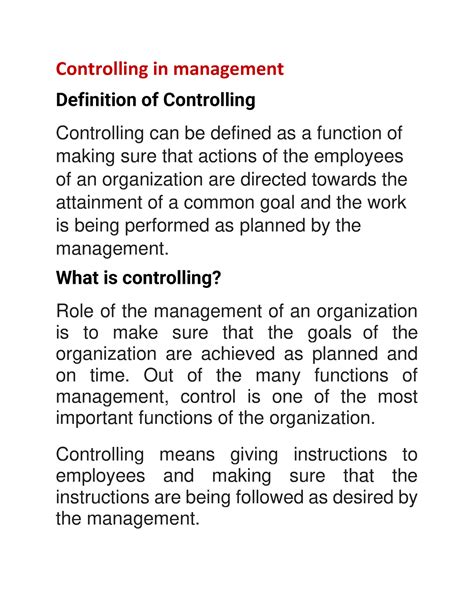 Controlling In Management