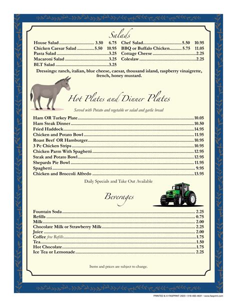 Sunrise Cafe Fasprint Menus