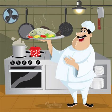 Chef Cartoon Character Kitchen - Vector download