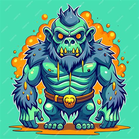 Premium Vector Green Zombie Gorilla Slime Vector Illustration