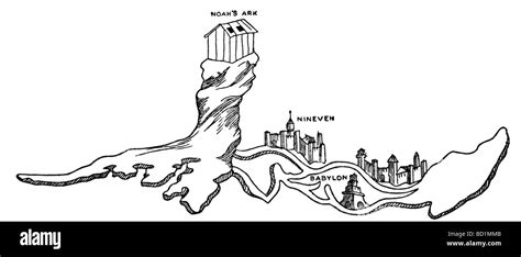 Mount Ararat Map And Mesopotamia Sketch Coloring Page