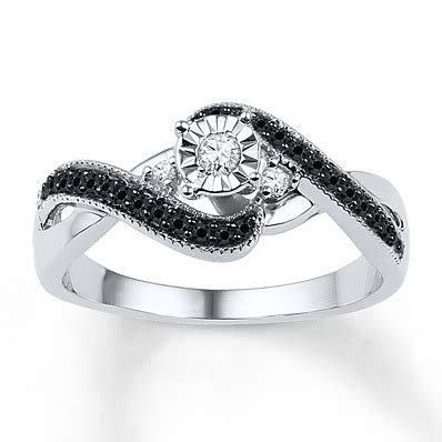 Kay Jewelers Diamond Promise Ring 1/4 ct tw Black/White Sterling Silver ...