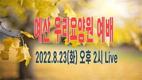 2022년 8월 23일 화 예산우리요양원 정기예배 오후 2시 출애굽기 2018~26 진정으로 두려워해야 할 것 예산수정