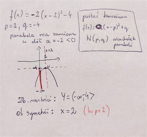 Wyznacz zbiór wartości funkcji f x 2 x 2 2 4 oraz równanie jej