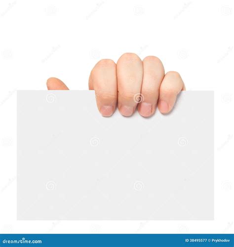 Isolated Man Hand Holding A Piece Of Paper Stock Image Image 38495577