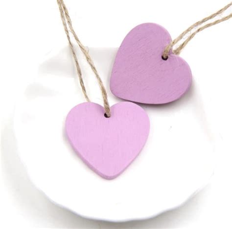 10 X Wooden Hanging Decorative Hearts Pink Purple Red Etsy Uk