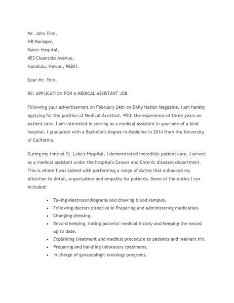 Free Medical Assistant Cover Letter Template And Example On