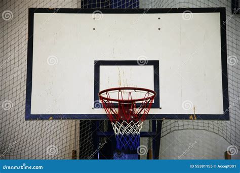 Basketball Hoop In A High School Gym Stock Image Image Of Game Match