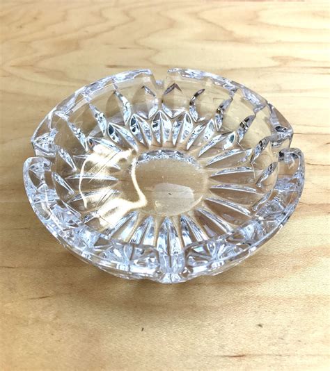 Vintage Glass Ashtray Clear Glass Crystal Cut Ashtray Glass Etsy