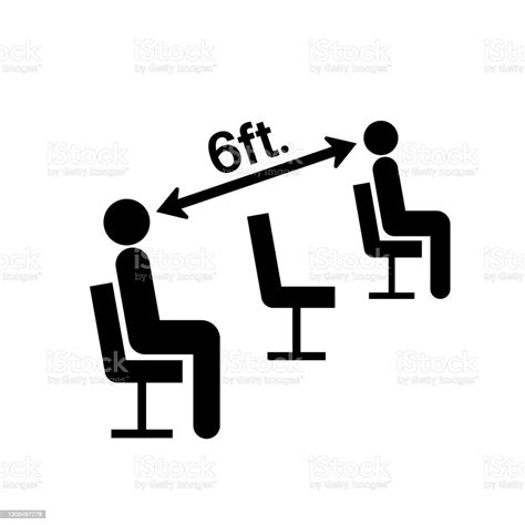 Please Maintain Social Distancing Whil Seated Black Icon Vector