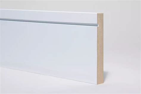 Square And Grooved 2 22mm X 68mm X 44 Mtr Primed Modern Skirting