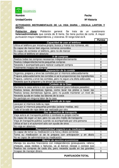 Actividades Instrumentales De La Vida Diaria Escala Lawton Ybrody By Formacion Axarquia Issuu