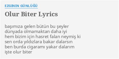 OLUR B R LYRICS by EZGININ GÜNLÜĞÜ başımıza gelen bütün bu