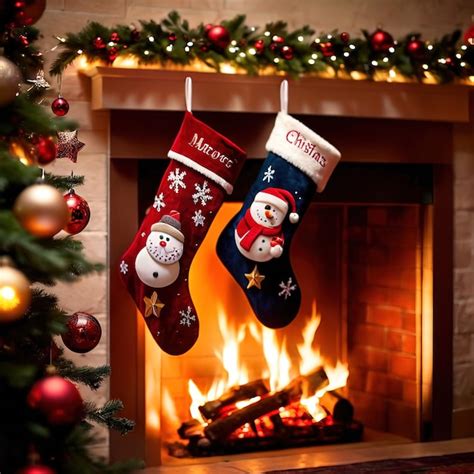 Premium AI Image | christmas stockings on fireplace