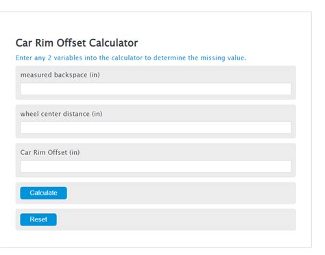 Car Rim Offset Calculator - Calculator Academy