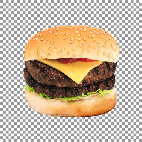 Premium Psd Delicious Double Patty Burger Isolated On Transparent