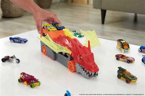 Hot Wheels City Pista De Brinquedo Reboque De Dragão 1 Carrinho