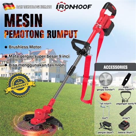 Jual IRONHOOF Brushless Mesin Pemotong Rumput Baterai 48V Potong Rumput