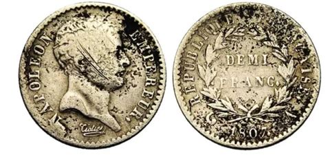 NAPOLÉON EMPEREUR Demi Franc Tête de Nègre 1807 A Paris RARE