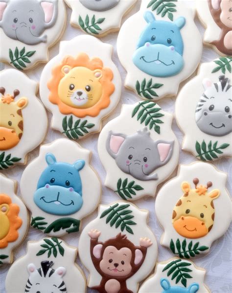 Baby Jungle Animal Cookies One Dozen By Thesweetesttiers On Etsy