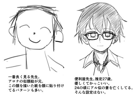 「ミカ本の先生の見た目決まらなくて、色んな先生描いて悩んでる 」ちょこだいす🎲1日目 ふ11aの漫画