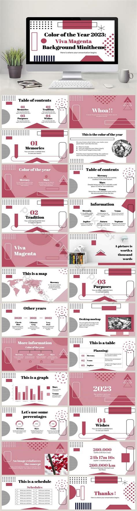 Color Of The Year 2023 Magenta Red PowerPoint | PPT Template Free ...