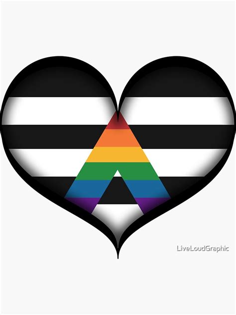 Large Vector Heart In Lgbt Ally Pride Flag Colors Sticker For Sale By