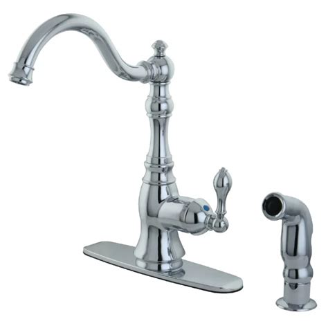 Kingston Brass Victorian Single Handle Standard Kitchen Faucet With Side Sprayer In Chrome The