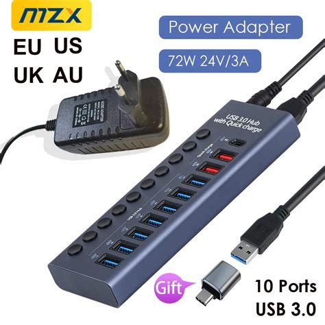 MZX USB A 3 0 Hub De Aluminio Multipuerto Divisor Concentrador Cargador