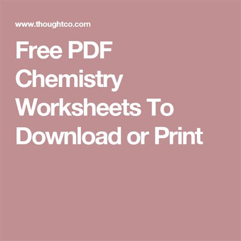 Free Pdf Chemistry Worksheets To Download Or Print Chemistry