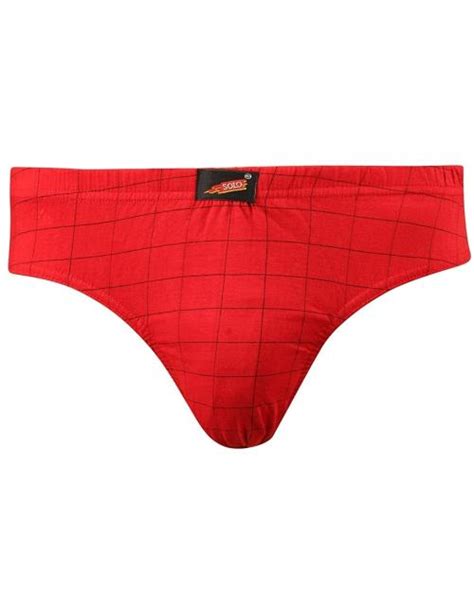 Buy SOLO Red Checkered Cotton Modern Brief M Online At Best Prices In