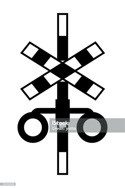 Railroad Crossing Signal Isolated Vector Silhouette Stock Illustration - Download Image Now - iStock