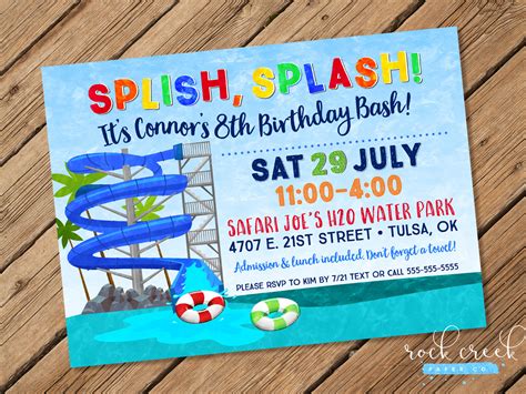 Waterpark Party Invitation Water Slide Party Wave Pool Etsy