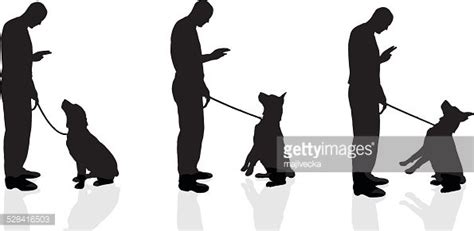 Vector Silhouette Of A Man With Dog. Stock Clipart | Royalty-Free ...