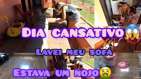 lavei bastante roupa dia muito cansativo lavei o meu sofá que estava