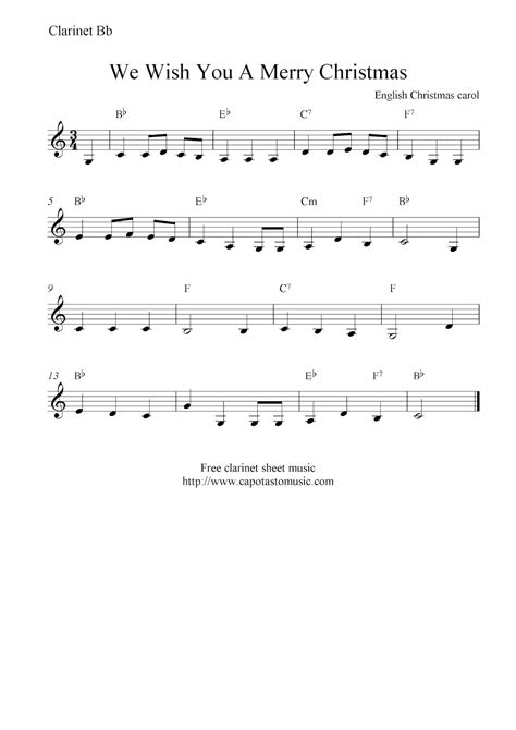 We Wish You A Merry Christmas Free Christmas Clarinet Sheet Music Notes